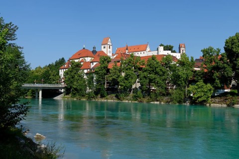 Former St. Mang's Abbey with the Hohe Schloss Castle above the Lech River