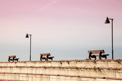 Benches at the waterfront promenade