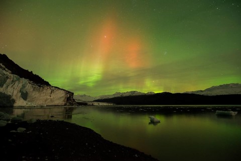 Aurora borealis over College Fjord