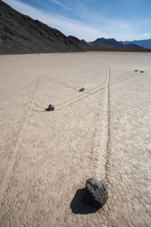 Tracks created by the mysterious moving rocks at the 'Racetrack'