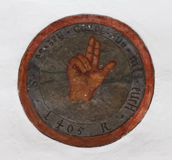 Three-finger salute of a hand taking an oath from 1405