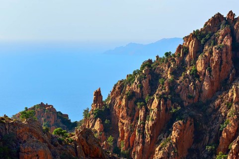View over the sandstone cliffs towards the sea