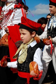 Boy in traditional costume taking part in a parade