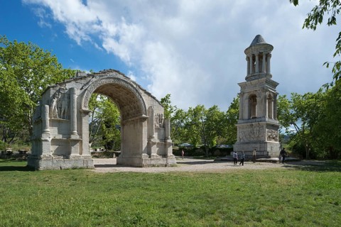 Triumphal arch and mausoleum in the ancient Roman city of Glanum