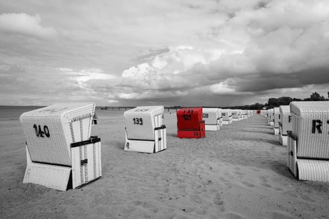 Beach with beach chairs