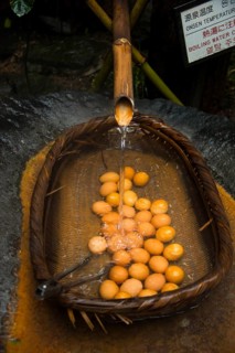 Eggs being boiled in hot water