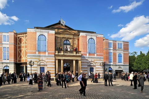 Audience in front of the Festspielhaus during the Wagner Festival in 2013