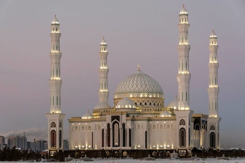 Nur-Astana Mosque at dusk