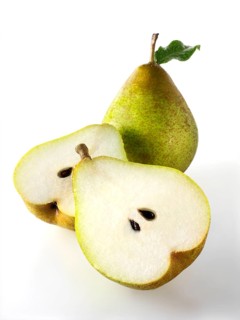 Fresh Conference pears whole and cut