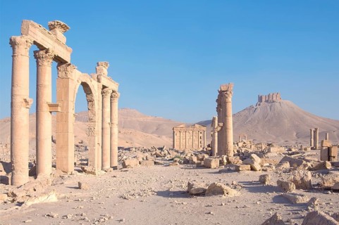Ruins of the ancient city of Palmyra in the morning light