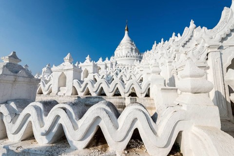 White Buddhist Hsinbyume Pagoda or Myatheindan Pagoda