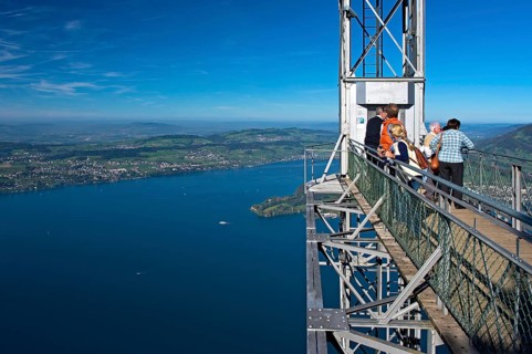 View over Lake Lucerne from the upper deck of the Hammetschwand Elevator