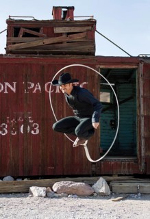A lasso artist performing
