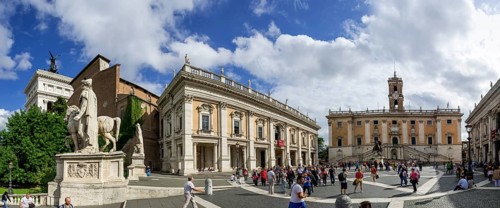 Panoramic view of Capitol Square with the church Santa Maria in Aracoeli