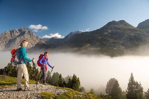 Two women hiking