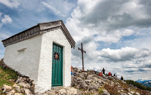 Chapel and summit cross at the summit of Spitzstein