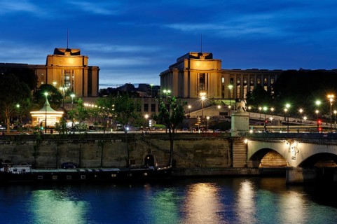 Dusk over the Seine at the Pont d'Iena with Palais de Chaillot