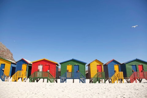 Colourful beach houses in Muizenberg