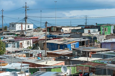 Colony of corrugated iron sheds in Khayelitsha township