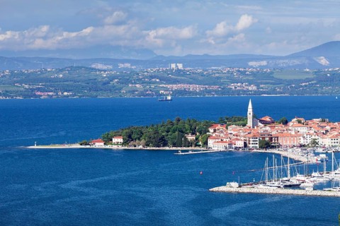 Coast with old town of Izola