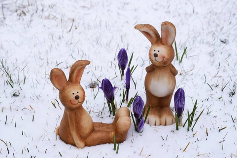 Brown ceramic Easter Bunnies