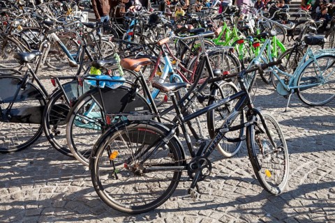 Bicycles parked on the Dam Square