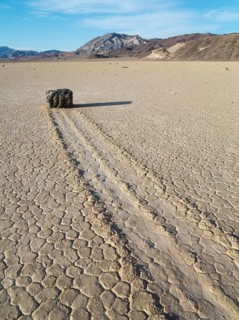 Track created by one of the mysterious moving rocks at the 'Racetrack'