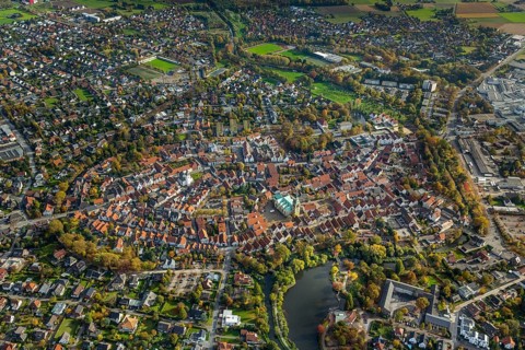 Overview of Wiedenbruck with St. Aegidius Church and the Franciscan Monastery of Wiedenbruck
