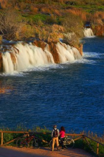 Tourists watching waterfalls