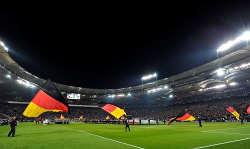 Flag-wavers bearing German flags before the match Germany - Chile