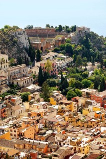 Amphitheater and aerial view of Taormina