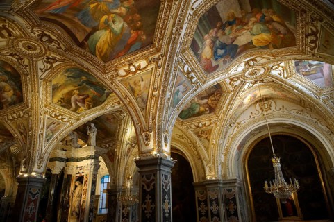 The Spanish Baroque style chapel roof of the Amalfi Cathedral