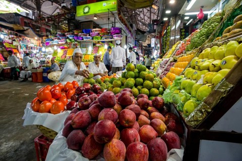 Fruit stall with apples