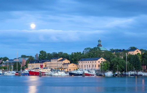 Former barracks buildings on the Stockholm island of Skeppsholmen