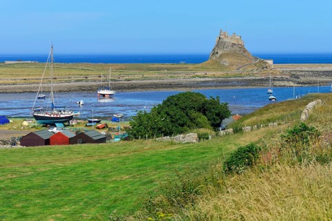 The bay off Lindisfarne Castle at low tide