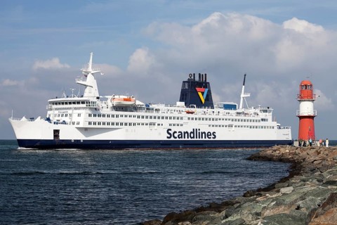 Lighthouse and a ferry from Scandlines