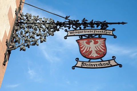 Inn sign lettering 'Weinverkauf'