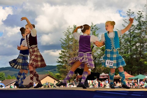 Girls in a Highland Dancing competition at the Highland Games