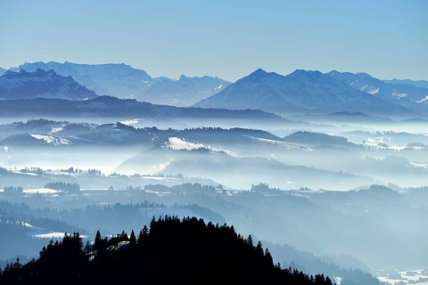 View from Napf mountain onto the Bernese Alps