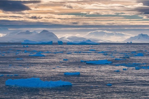 Moody light over the icebergs and glaciers