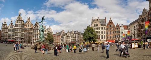 Historical facades of the guild houses on the Grote Markt in Antwerp
