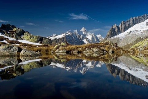 Mountain lake on Bettmerhorn Mountain