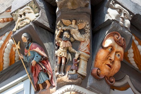 Ornately carved architectural detail of Stiftsherrenhaus