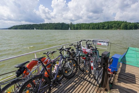 Bicycles on a ferry on a Masurian Lake