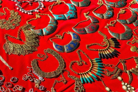 Jewellery for sale at the weekly flea market