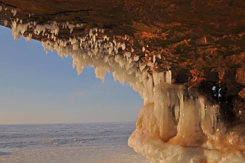 Icicles hanging from ceiling in a cave