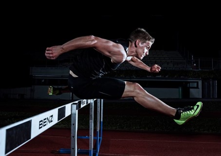 Hurdle racing athlete