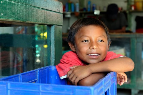 Kuna Indian boy in a Kuna Indian village