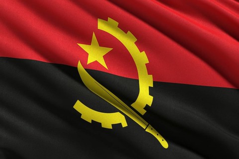 Flag of Angola waving in the wind