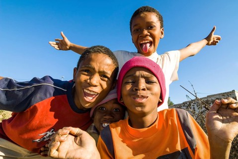 Children making funny faces